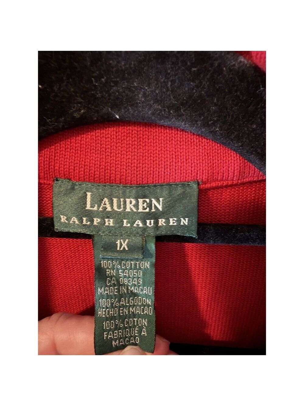Lauren Ralph Lauren Royal Crest Sweater Cardigan PETITE Large PL Vintage - Picture 5 of 11